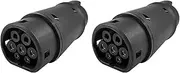 Binxind 2X EVSE J1772 Adaptor Type 1 to Type 2 Socket Electric Vehicle Car EV Charger Connector IEC 62196 Adapter for Cars