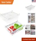 Clear Fridge Drawer Organizer: 2 Pack Pull-Out Storage with Handle & Dividers