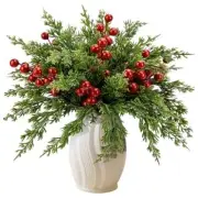 Watayo Christmas Artificial Pine Branches with Red Berry Stems- 45 Pcs A Style