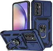 [T Tersely] Case Cover for Samsung A54 5G Case with Camera Cover and Stand Kickstand Ring, Military Grade Shockproof Protective Cover -Blue