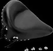 Black Studded Wide Touring Solo Driver Seat w Conchos Softail Springer 00-05
