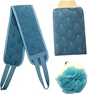 HONMEET 3pcs Bath Towel Back Deep Cleaning Tool with Exfoliating Bath Glove Rubbing Ball Back Pulling Towel Gentle Scrubbing for Smooth Skin for Arms Legs