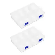 2pcs Component Storage Box 8 Grids PP Electronic Organizer Box Large with Driver
