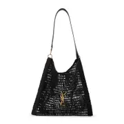 [Saint Laurent] Saint Laurent-Black Raffia Ysl Rafia Bag-Uomo OS OS