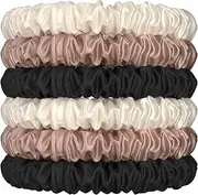 6 PCS Silk Scrunchies for Hair, Small Silk Scrunchies Slim Hair Ties for Women, Elastic Hair Ties, Ponytail Holders for Women, Hair Accessories for Girl