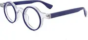 [BETSION] Vintage Acetate Round Eyeglasses Frames Retro Glasses Frame Spring Hinges Glass Unisex for Men Women