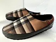 New Burberry Northaven Check Slipper Size 10 Mules Quilted Brown Check