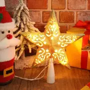 Gold Hollow 3D Xmas Christmas Holiday Glitter Star Tree Topper w/ Lights - NEW