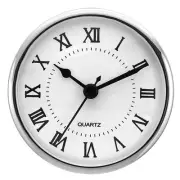 3.5" 90mm Quartz Roman Clock Insert, Fit 78mm/3", Silver/White, Style 3