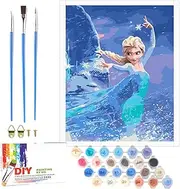 LAISU EIsa Paint by Numbers for Adults, Children, Beginners, 40 x 50 cm, Large Paint by Numbers Kit for Girls from 6 Years, Anime Frozen DIY Hand Painted Oil Painting with Canvas Brushes Acrylic
