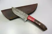 CUSTOM Hand Made 8" Damascus Steel KNIFE with Leather Sheath
