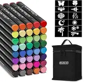 Shuttle Art Textile Pens Machine Washable, 40 Colours Textile Marker Set with Double Tips, Fabric Colouring Pens, Washable, Non-Toxic and Acid Free, Suitable for T-Shirts, Bags, Sports Shoes, Jeans