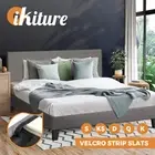 Oikiture Bed Frame Queen Double King Single Mattress Base Wooden Fabric Leather