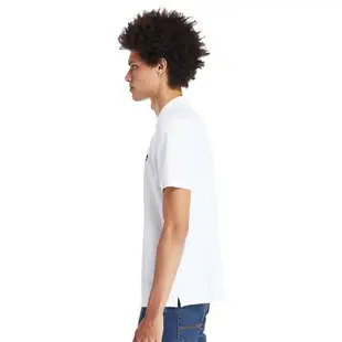 Timberland 男款白色刺繡標誌短袖POLO衫A24H2100