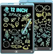 Electight 2 Pack 12 Inch LCD Writing Tablet, Colorful Drawing Tablet for Kids, Eye Care Doodle Board with Lock and Erase Function, Birthday Gifts Education Toys for 3-8 Years Old Boys and Girls (Blue)
