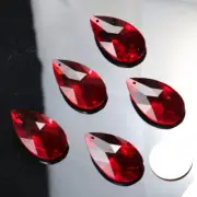 10PC Red Angeltear Crystal Fengshui Faceted Prism Glass Suncatcher Chandelier