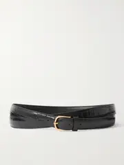 [TOTEME] TOTEME - Croc-effect Leather Belt - Black - One size One size Black