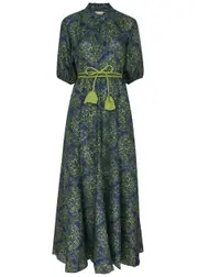 Hannah Artwear Oceanus Printed Silk Maxi Dress - Green - 3 (UK12) 3 (UK12)