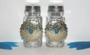 SOUTHWESTERN SALT & PEPPER SHAKERS CONCHOS ~ NATIVE DESIGNS & TURQUOISE