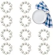 TEAONE Pearl Napkin Rings, 10 PCS Wedding Napkin Holders for Anniversary, Banquet, Party, Daily Use (4cm/1.57in)