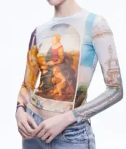 19 Alice + Olivia Delaina Mesh Crop Top Shirt Sunday Dreaming S NWT Botticelli