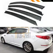 SMOKE TINTED CLIP ON WINDOW VISOR W/ BLACK TRIM FIT FOR 2011-2015 KIA OPTIMA K5