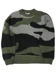 Womens Plus Green Black & Gray Camo Camouflage Pull-Over Sweater 2X