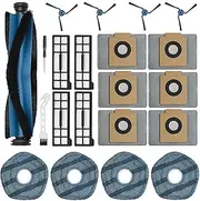 BUXEBUX 21Pcs X10 Pro Omni Replacement Parts Kit for Eufy X10 Pro Omni Robot Vacuum Accessories, 1 Main Roller Brush, 6 Dust Bags 4 Side Brushes 4 Hepa Filters 4 Mop Pads 1 Screwdriver 1 Clean tool