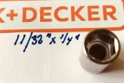 Black & Decker 11/32" x 1/4" Dr Standard Socket 6 Point Free USA Shipping