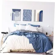 Abstract Wall Art Set of 3 - Modern Navy Blue Wall Decor 16×24×3 Canvas blue A