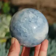 Large 1.4lb Blue Calcite Crystal Sphere, Madagascar
