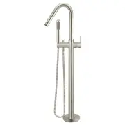 Round Paddle Freestanding Bath Spout &amp; Hand Shower, PVD Brushed Nickel