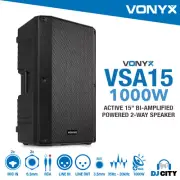 PA Speaker 15" Active 1000W Powered Loud Speaker Amp Sub Woofer DJ Party Vonyx