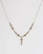 Gold Crystal Cluster V Necklace