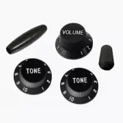 NEW Knob Set For Fender Strat (1 Volume, 2 Tone, 1 Switch, 1 Trem Arm) - BLACK