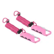 2Pcs Helmet Lock with 3.3Ft Spring Cable 3 Digit Combination Padlock Rose Red