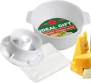 PetriStor Cheese Mold With Follower Piston 1.3QT and Cheesecloth - Making Form, Basket, Press, Paneer Mold - Molde Para Queso