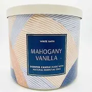 Bath & Body Works, White Barn 3-Wick Candle w/Essential Oils - 14.5 oz - 2022 Spring Scents! (Mahogany Vanilla)