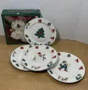 Vtg Ro Gregg Welcome Winter Christmas Salad Desert Plates 1998 Kmart Set 4 7.5"