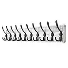 Dseap Wall Mounted Coat Rack with 10 Tri Hooks: Wooden Coat Hook Hanger for