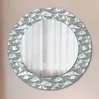 Round Bathroom Wall Hanging Mirror with Colorful Printed Glass Frame Clouds