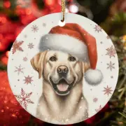Merry Xmas Labrador Retriever Dog Santa Winter Christmas Ornament Gift Decor
