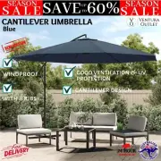vidaXL Cantilever Umbrella 3.5 m Blue Outdoor Sunshade Garden Hanging Shade NEW
