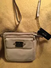 NICOLE by NICOLE MILLER Ivory White Double Zip New W Tags CROSSBODY HANDBAG