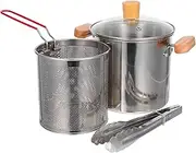 Hoement Deep Fryer Pot: 3l Deep Fryer With Basket - Stainless Steel Oil Frying Pot - Double Handle Frying Container For Home Kitchen And Small Households
