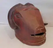 African Bull Musk Ox Wooden Head Mask Primitive