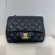 [二手] Chanel Classic Flap Mini Square 17cm 香奈兒方胖子 黑金荔枝皮