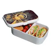 Lunch Box Food Container Snack Picnic Authentic Wood Strap Cutlery Anonymous