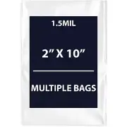 1.5Mil 2" X 10" | LDPE Clear Flat Poly Bags, Flexible & Durable | Multiple Bags