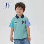 GAP 男幼童裝 GAP X DISNEY迪士尼聯名 LOGO短袖POLO衫-藍色拼接(595252)